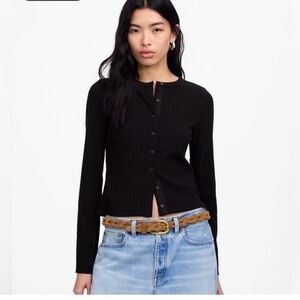 MADEWELL Ribbed button front cardigan  NT933 XXS